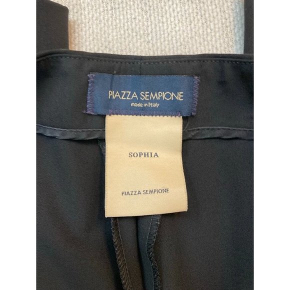 PIAZZA SEMPIONE Sophia Black Flat front Straight Leg Pants. Size 44/ US 12 - Picture 3 of 5